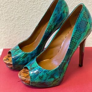 Multi-colored Snake-print Pumps NWOT